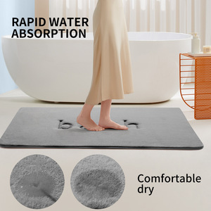 Tapis de bain rectangulaire gris absorbant en mousse à mémoire de forme, design moderne - Product Image 4