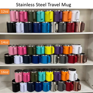 Top xếp hạng 12oz 14oz biểu tượng tùy chỉnh 304 thép không gỉ đôi tường vaccuum cách điện cắm trại du lịch cốc cà phê Mug với xử lý - Product Image 5