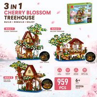 Ensemble de blocs de construction 3 en 1, thème Maison dans les Arbres et Chalet Fantaisie, style Cabane de Sorcier, pour jouets de collection et d'exposition