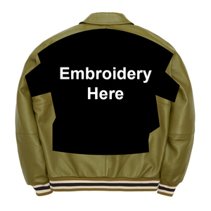 Men's Olive Green PU Leather Bomber Jacket With Front Zip Closure Casual Style Solid Color - Product Image 6