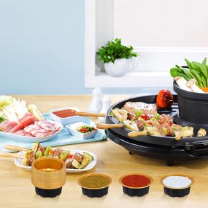 Tazas redondas de papel de aluminio de oro negro de 55ml, utensilios para hornear resistentes al calor, Cupcake, restaurante, Catering, bandeja de postre con tapa - Product Image 4