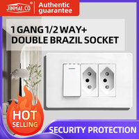 Panel de PC de 118 mm, Enchufe Eléctrico, Enchufe Estándar Brasileño, Interruptor de Luz de Pared, Control de Enchufe de Corriente, Enchufe de Seguridad