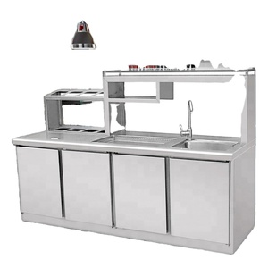 Stazione di lavoro commerciale in acciaio inox per ristoranti, caffetterie, <span class=keywords><strong>bar</strong></span> di bubble tea, banconi per tè al latte, <span class=keywords><strong>attrezzature</strong></span> per cucine e armadietti. - Product Image 1