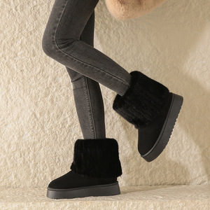 Botas de Nieve de Plataforma Modernas para Mujer, Botas de Invierno Cálidas con Forro de Felpa, Botas de Piel Sintética a Rayas, Suela Gruesa, Zapatos de Mujer al por Mayor OEM - Product Image 2