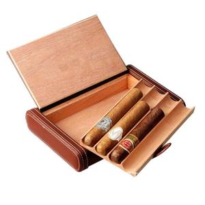 Boîte de rangement portable pour cigares en bois, avec revêtement en cuir, en bois massif, avec fermoir en cuir, vente en gros - Product Image 4