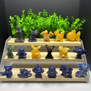 Wholesale Natural Rose Quartz Pokemons Gengar Carvings Customized Natural Random Gemstone Cartoon Carving for Perfect Gift