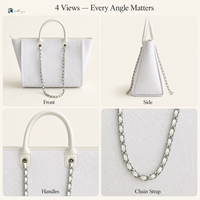 Sac à bandoulière tendance en tissu éponge uni pour femme, élégant sac à main en tissu éponge avec fermeture éclair et chaîne métallique, style créateur, sac fourre-tout