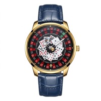 Montre à quartz Lucky Poker - Jeu de la roulette russe - Dieu des joueurs - Montre-bracelet de luxe étanche en acier inoxydable