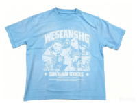 T-shirt Streetwear Homme Personnalisé Imprimé DTG Kornit Effet Vieilli Portrait Vintage Tissé 280g Coupe Classique Lavé