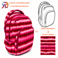 Sac à dos pour femme OEM ODM, grand format 17 pouces, rose tie-dye, personnalisé pour adolescente, idéal pour l'école et les sorties.