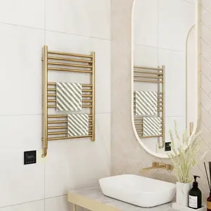 BODE 2024 Best Selling 400W Gold Towel Rack Bathroom Heated Rail PVD Towel Warmer Heated Towel Rack With Timer