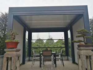 Toldo de techo impermeable con revestimiento PVDF, pérgolas motorizadas de aluminio para muebles de jardín al aire libre, fabricantes - Product Image 6