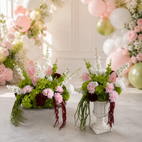 Chemin de table floral artificiel durable et léger, personnalisable, avec feuilles vertes, pour décoration de mariage