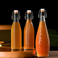 Bouteille en verre transparente à bouchon basculant de 250 ml et 500 ml, bouchon hermétique, boisson, jus, bière, eau, kombucha, fermentation, récipient rechargeable