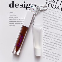 Tube de gloss à lèvres carré rose avec pendentif mignon, tube à presser, gloss à lèvres cosmétique, emballage de gloss à lèvres