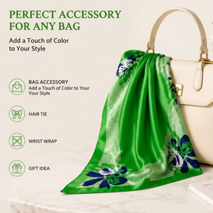 Écharpe carrée en satin de soie imprimée numériquement sur mesure, toutes tailles, écharpe de luxe pour le cou, accessoire pour cheveux, décoration de sac, OEM - Product Image 3