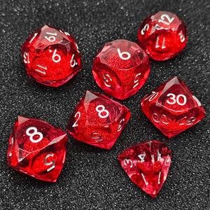Ensemble de dés en résine faits à la main avec pierres précieuses, 7 pièces, dés polyédriques à noyau liquide pour jeux de rôle, Donjons et Dragons, jeux de table, dés DND - Product Image 6