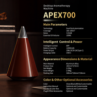 Diffuseur d'arômes en métal sans eau, huile parfumée, Auramor, diffuseur électrique intelligent de luxe, alimenté par batterie USB, contrôlé par application, 100 ml, hôtel, maison