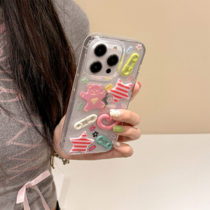Custodia per Cellulare da Donna alla Moda Stile Coreano <span class=keywords><strong>con</strong></span> Glitter a Forma di Stella e Cuore per <span class=keywords><strong>iPhone</strong></span> 16 15 Pro Max 14 Pro 13 12 11 Plus 17 - Product Image 6