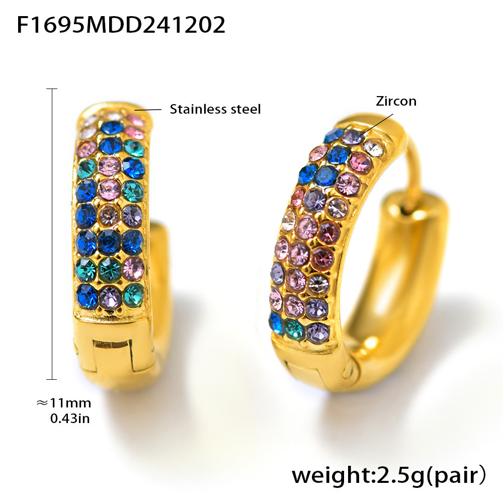 Boucles d'oreilles zircon coloré F1695-or-petite taille
