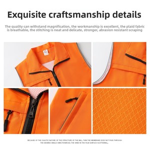 Chalecos de bolsillo con cremallera de poliéster transpirable personalizados, mono de trabajo a prueba de viento para actividades de grupo con logotipos impresos - Product Image 3