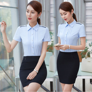 Camisa de Trabajo de Manga Corta de Color Sólido para Mujer, Uniforme de Oficina, Ropa Formal Profesional para Mujer, Marca Zixi - Product Image 3