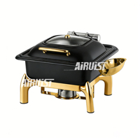Chauffe-Plats Électrique Professionnel 6L 9L Noir et Or en Acier Inoxydable pour Buffet – Matériel de Restauration Hydraulique