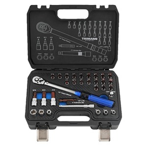 Juego de llaves de vaso Trimann de 1/4 de pulgada, kit de herramientas de reparación de bicicletas con trinquete de torsión, acero aleado cromado - Product Image 1