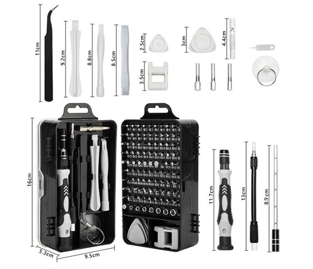 115-in-1 Precision CR-V Steel Repair Tool Kit Professional Magnetic Bits for Electronics iPhone Laptop PC Industrial Plastic