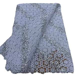 Tela de encaje africana de guipur con lentejuelas de ancho completo, elegante, sexy, de lujo, tradicional, hueca, de seda de leche, bordada, vintage, romántica, para bolsos - Product Image 4