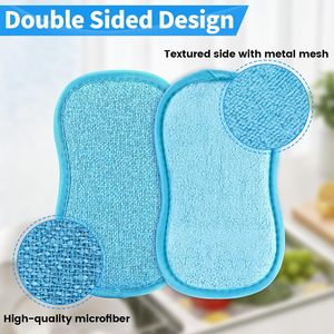 Esponjas de Microfibra Personalizadas, Eficientes y Limpias para Fregar Platos en la Cocina, Almohadillas de Microfibra de Doble Cara para el Hogar - Product Image 2
