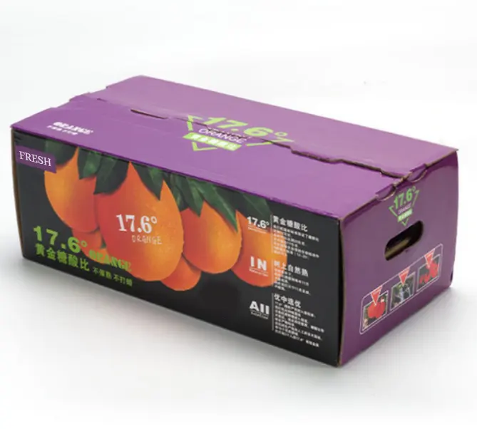 Custom printing orange box fruit packaging corrugated paper box for dragon fruit banana apple mango pear orange