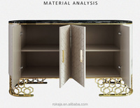 Buffet de salle à manger de luxe buffet moderne à cadre en acier inoxydable doré vitrine buffet de cuisine en cuir en gros