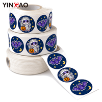 Stiker Pita Dekoratif Halloween Lucu Kawaii Custom, Matte Die Cut Hantu Labu Kelelawar untuk Dekorasi Kotak Hadiah Tas Kertas Kraft