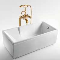 Robinet de douche sur pied TONUA à double poignée, en laiton vieilli moderne, surface polie, avec valve en céramique et jet pluie