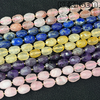 Perles de cristal naturel facettées en forme de baril, améthyste, lapis-lazuli, citrine, quartz, 12x15mm, perles de pierres précieuses facettées en vrac pour la fabrication de bijoux