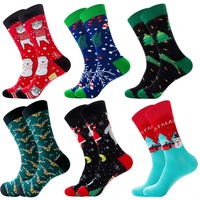 Vente en gros de chaussettes de Noël pour femmes Cozy Crew Festive Chaussettes chaudes colorées Boîte-cadeau d'emballage personnalisée