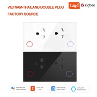 Stop Kontak Pintar Vietnam Thailand dengan Pengukur Daya, Panel Kaca 15A (Zigbee Tuya)