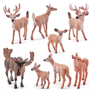 Modèles miniatures d'animaux de la forêt simulés pour l'exportation transfrontalière Xinhen, incluant des jouets de type fauve mâle, cerf sika et cerf à queue blanche. - Product Image 3