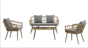 户外花园庭院家具厂廉价好卖现代紫外聚乙烯藤编柳条编织KD沙发椅和餐桌沙发 - Product Image 4