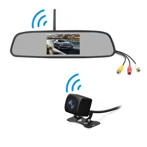 4.3" Car LCD Monitor Mirror+Wireless IR Reverse Car Rear View Backup Camera Kit