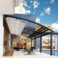 Auvent rétractable motorisé pour terrasse, balcon, patio, en aluminium écologique avec revêtement en poudre, sur mesure, en gros