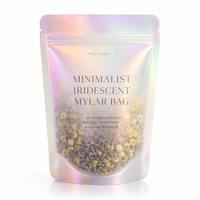Pochette Souple Transparente Minimaliste Iridescente en Mylar avec Fermeture Ziplock Personnalisée 1oz 28g, Emballage Anti-Odeur pour Mélanges Botaniques de Boutique