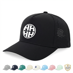 Casquette de golf sportive unisexe de haute qualité découpée au laser, perforée, 5 panneaux, avec patch en caoutchouc personnalisé, casquettes de baseball imperméables - Product Image 1