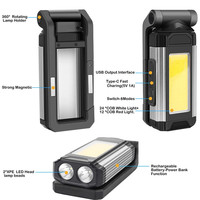 Lampe de travail LED portable, rotative à 360°, pliable, lampe de travail COB, rechargeable par type-C, magnétique, lampe de réparation automobile, lampe de chantier LED