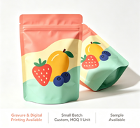 Sachet d'emballage refermable, résistant à l'humidité, avec fermeture éclair, imprimé en héliogravure, pour fruits secs et stockage d'aliments secs
