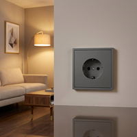 Prise murale électrique standard européenne allemande blanche avec mise à la terre standard 16A, panneau PC, prise Schuko