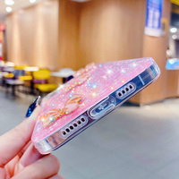 Coque de téléphone de luxe créative avec paillettes et diamants en forme de papillon, compatible avec iPhone 15 Pro Max, convertible en 17 Pro Max, 16E, X, Xr, Xs Max