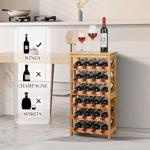 Portabottiglie <span class=keywords><strong>da</strong></span> Terra Autoportante, Scaffali Espositivi <span class=keywords><strong>per</strong></span> Vini con <span class=keywords><strong>Piano</strong></span> d'Appoggio, Portabottiglie in Bambù <span class=keywords><strong>per</strong></span> <span class=keywords><strong>Cucina</strong></span>, Bar e Sala <span class=keywords><strong>da</strong></span> Pranzo - Product Image 3