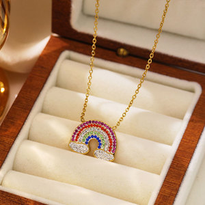สร้อยคอโบฮีเมียนกันน้ำ ไม่หมอง ทำจากสแตนเลส 316 ชุบทอง 14k 18k สีรุ้งหลากสี สำหรับผู้หญิง - Product Image 1